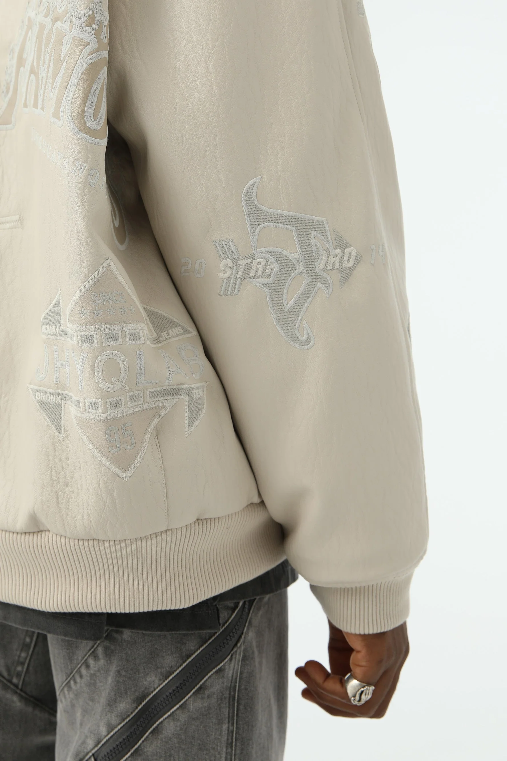 JHYQ EMBROIDERED PATCHES BASEBALL JACKET - Image 3