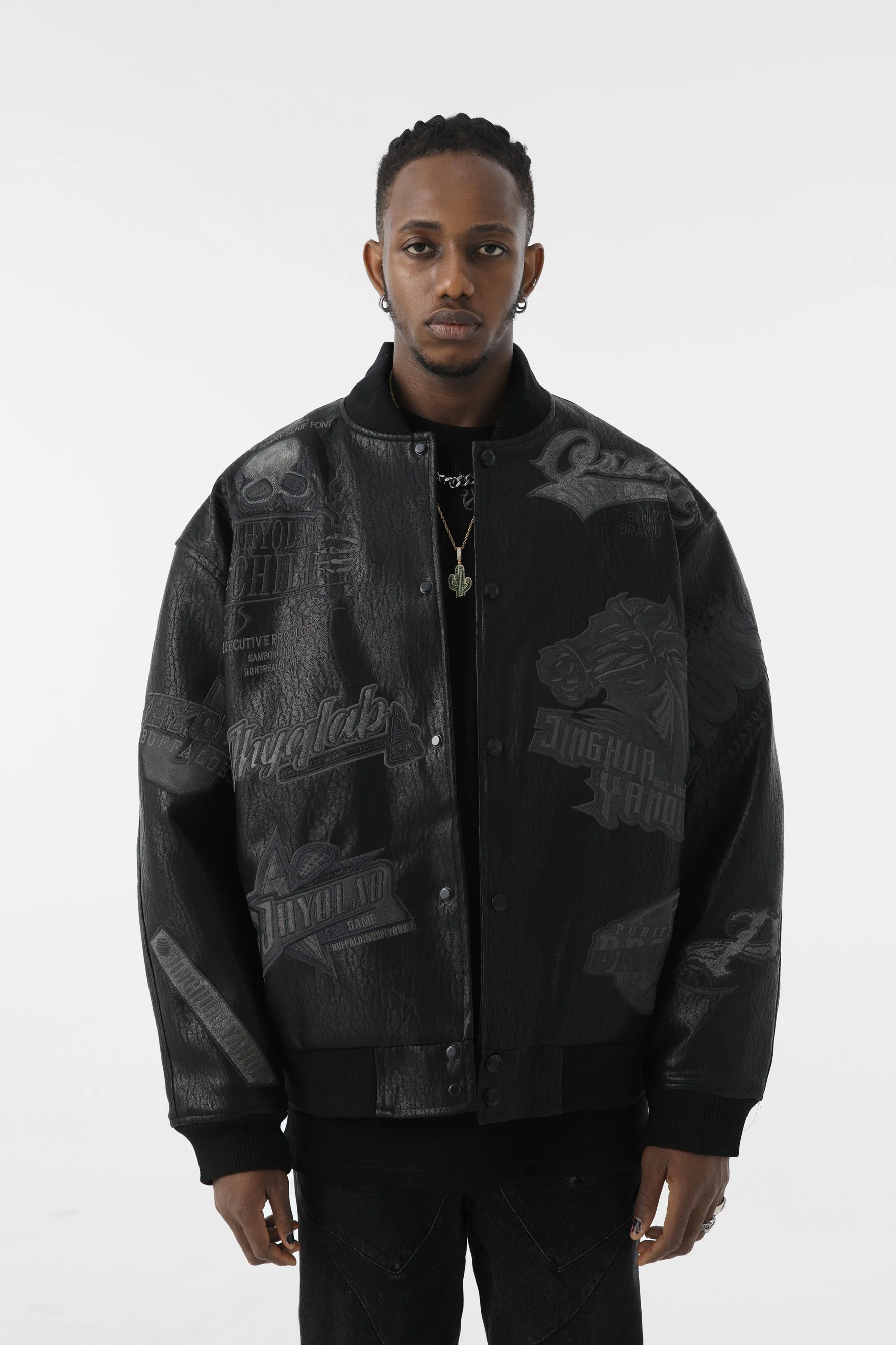 JHYQ EMBROIDERED  PATCHES  BASEBALL JACKET