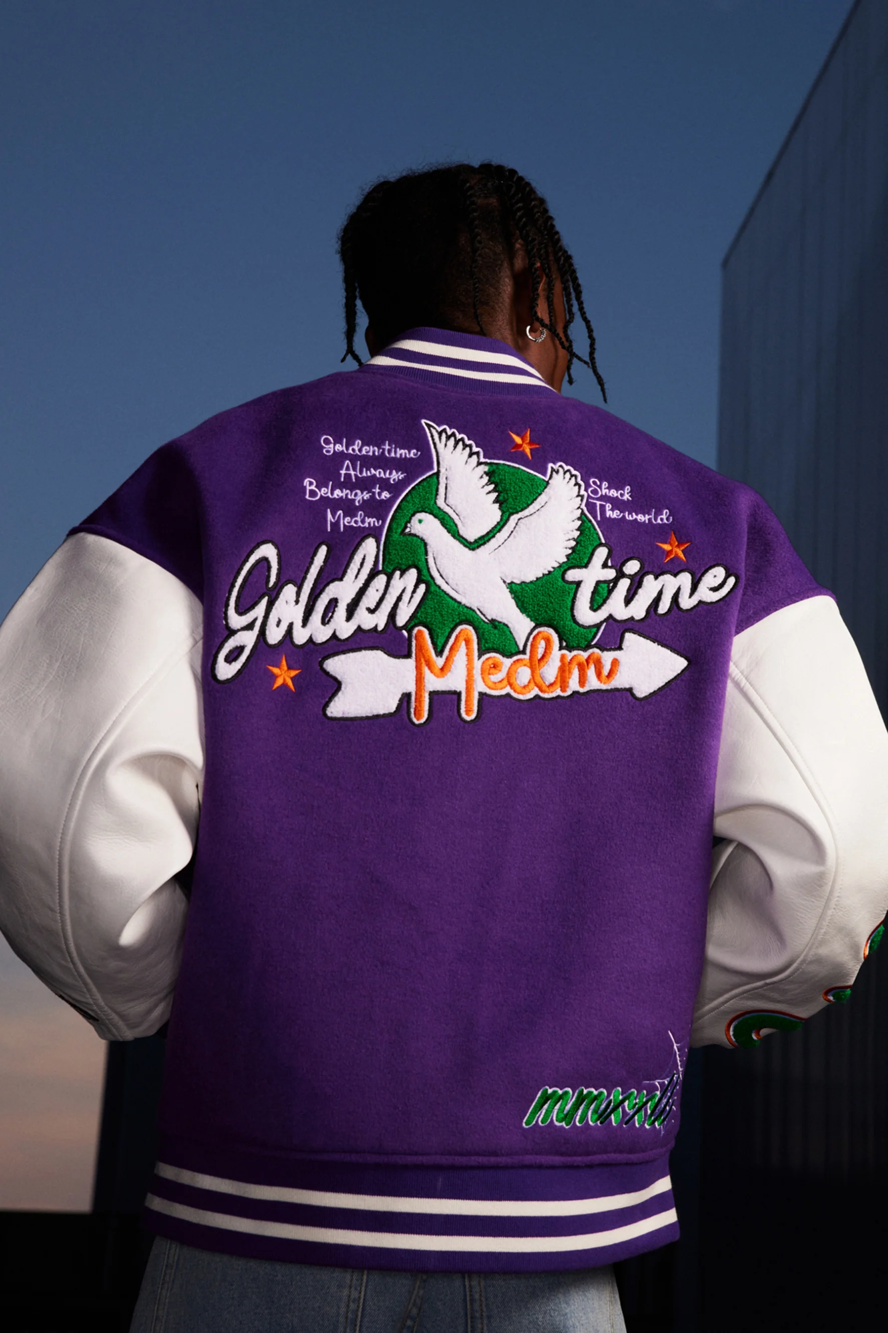MEDM DOVE PEACE VARSITY JACKET - Image 3