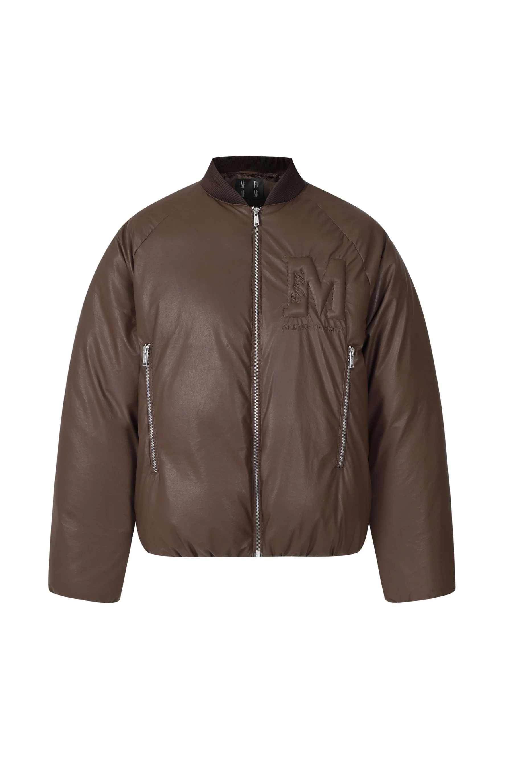 MEDM EMBOSSED LEATHER DOWN JACKET