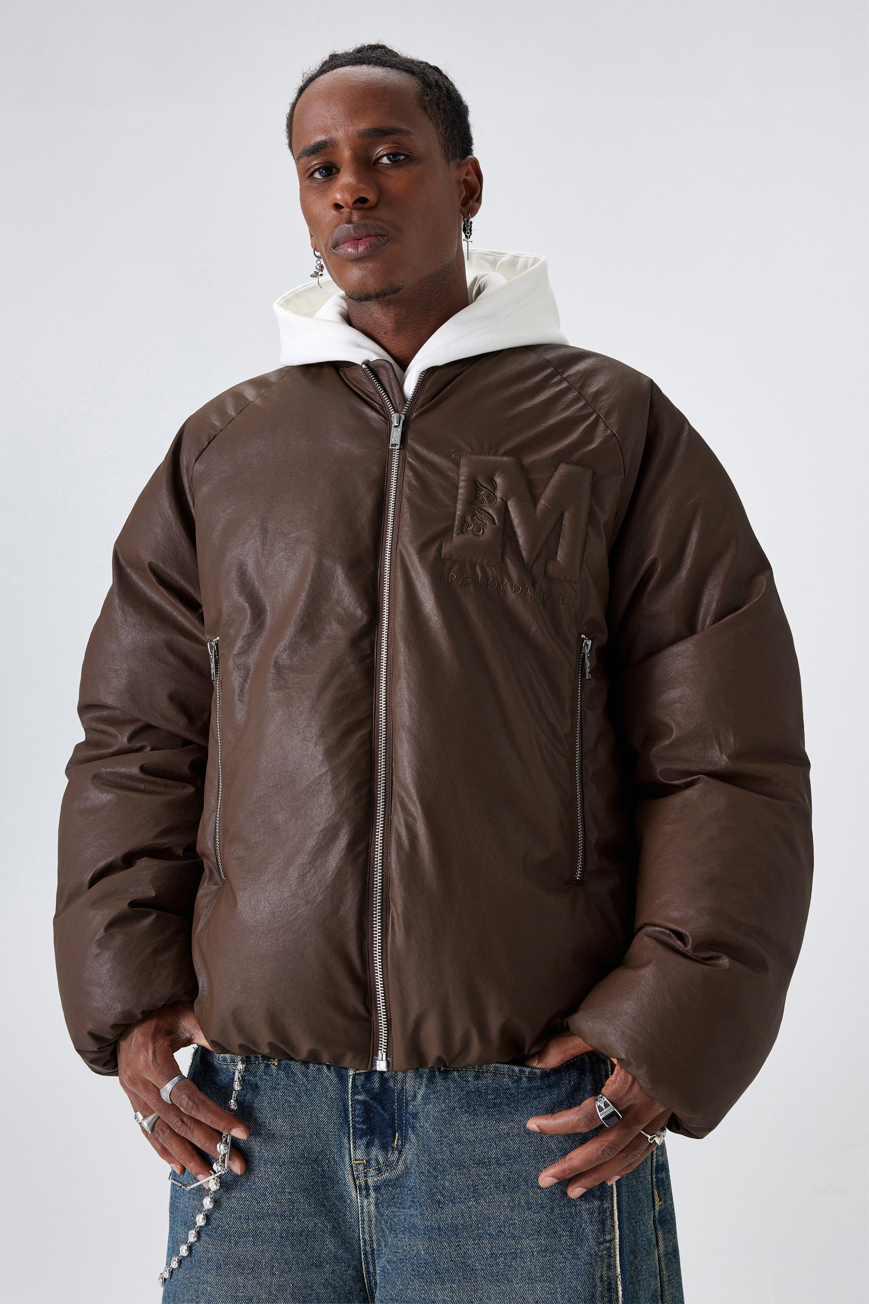 MEDM EMBOSSED LEATHER DOWN JACKET - Image 2