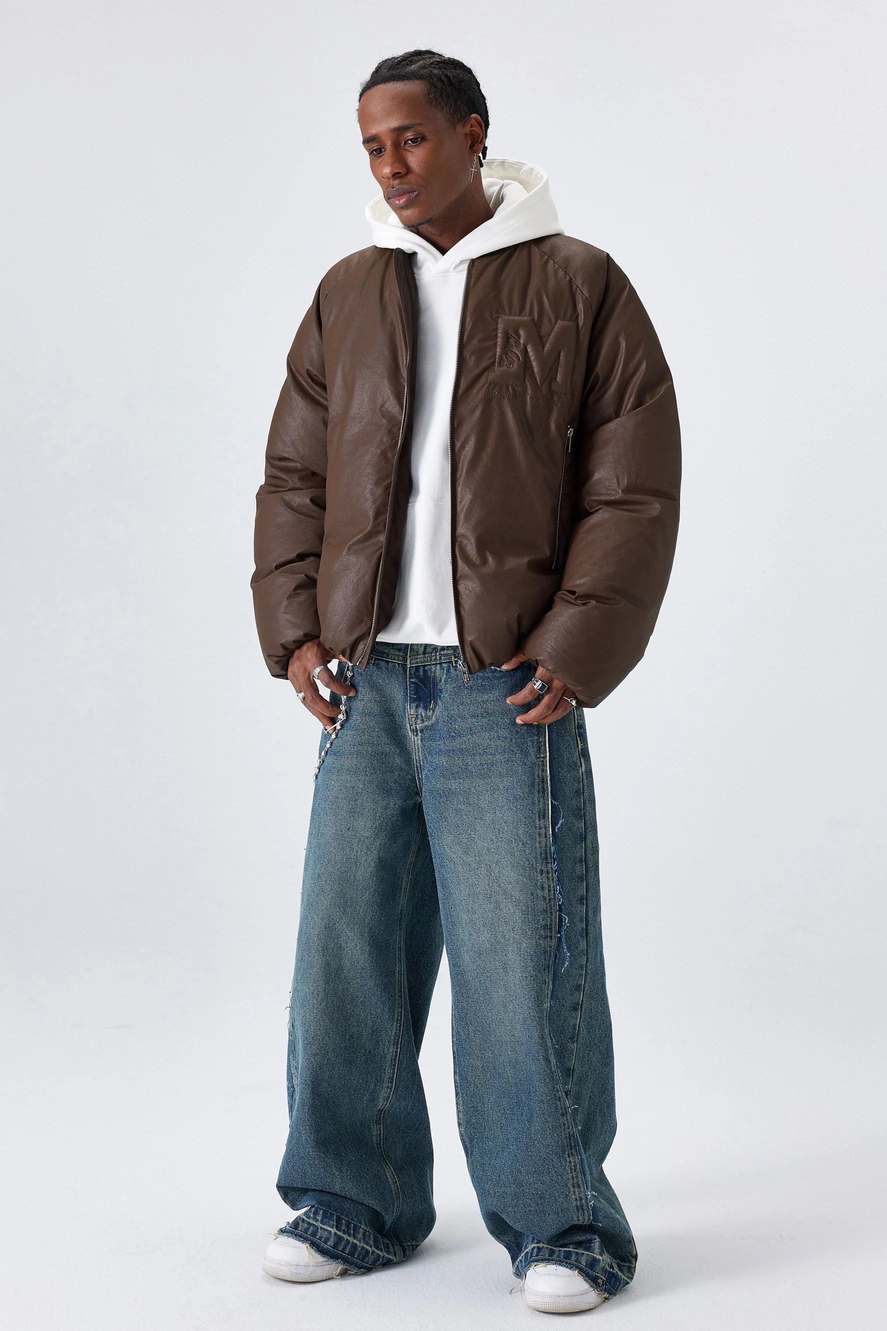 MEDM EMBOSSED LEATHER DOWN JACKET - Image 3