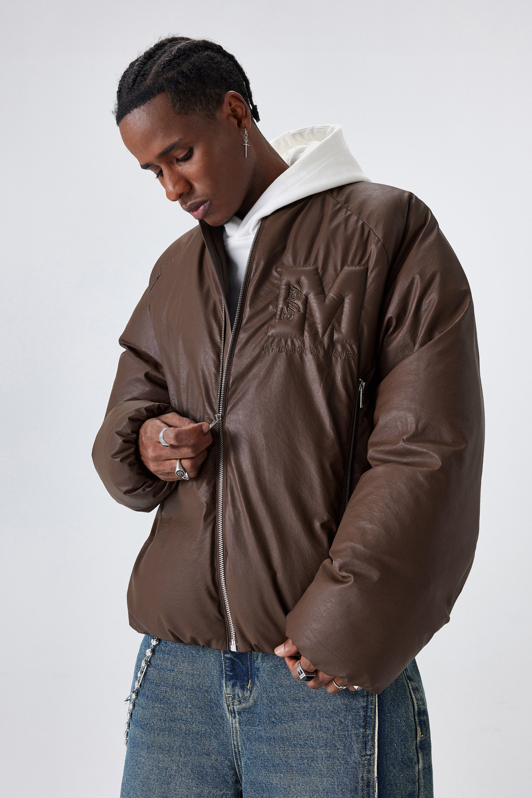 MEDM EMBOSSED LEATHER DOWN JACKET - Image 4