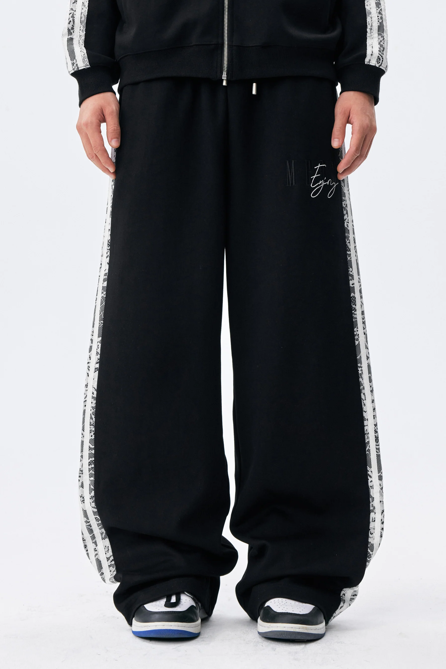 MEDM LACE SPLICING TRACK PANTS
