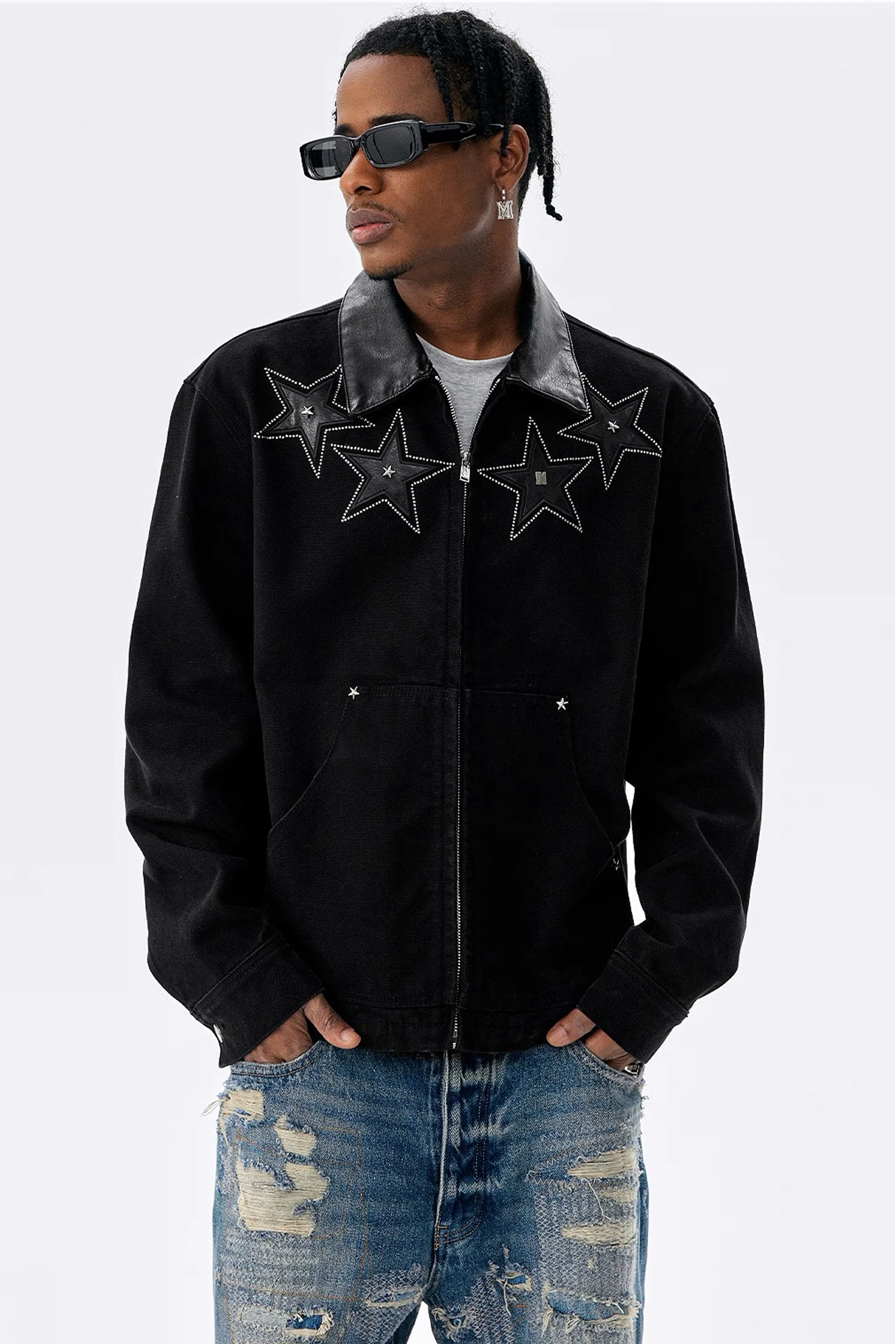 MEDM STAR RIVET LEATHER JACKET