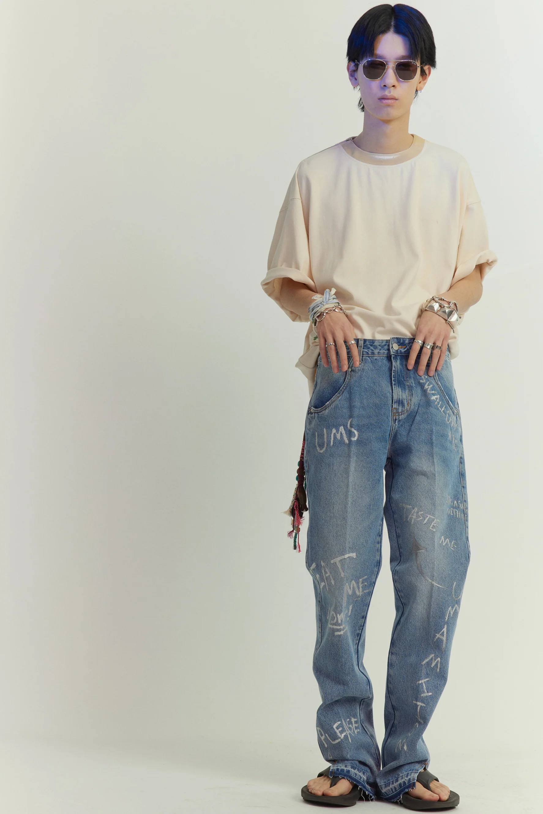 UMAMIISM HAND PAINTED DENIM PANTS - Image 4