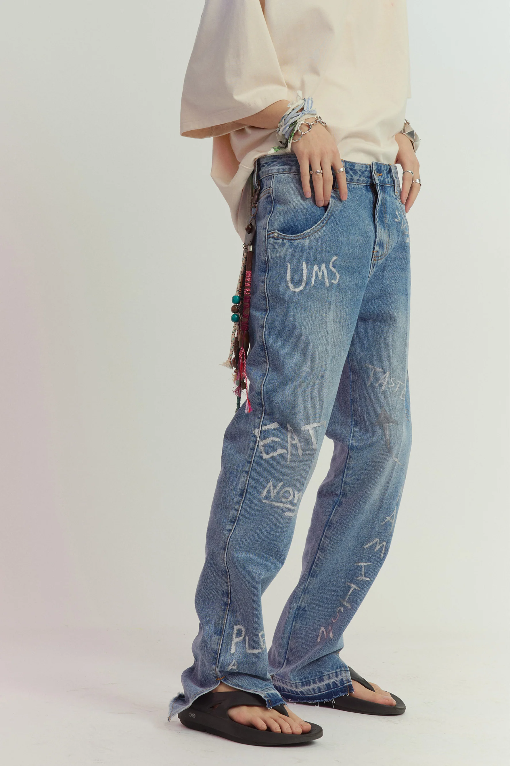 UMAMIISM HAND PAINTED DENIM PANTS - Image 5