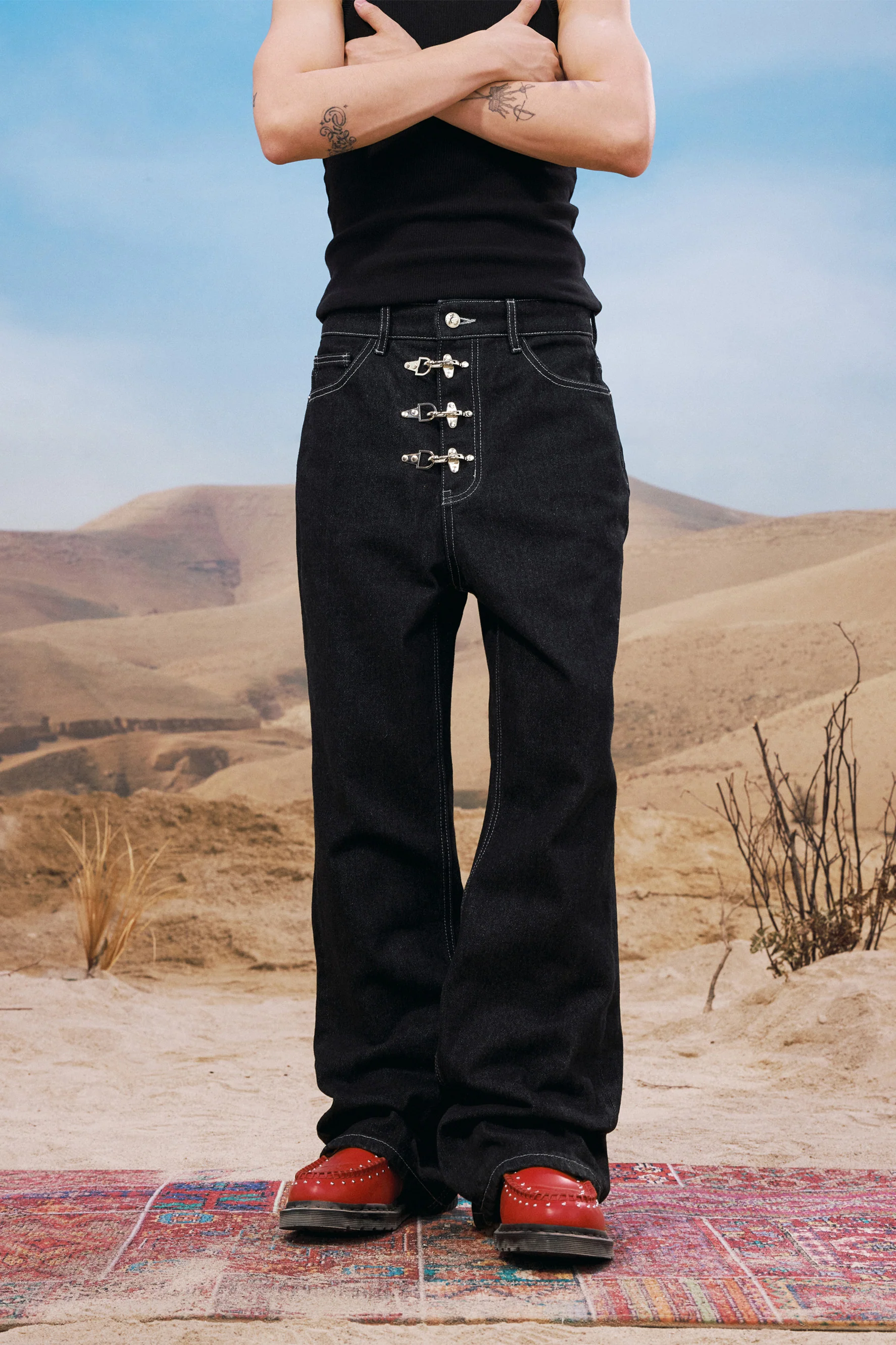 YADCREW AIRCRAFT BUTTON JEANS - Image 2