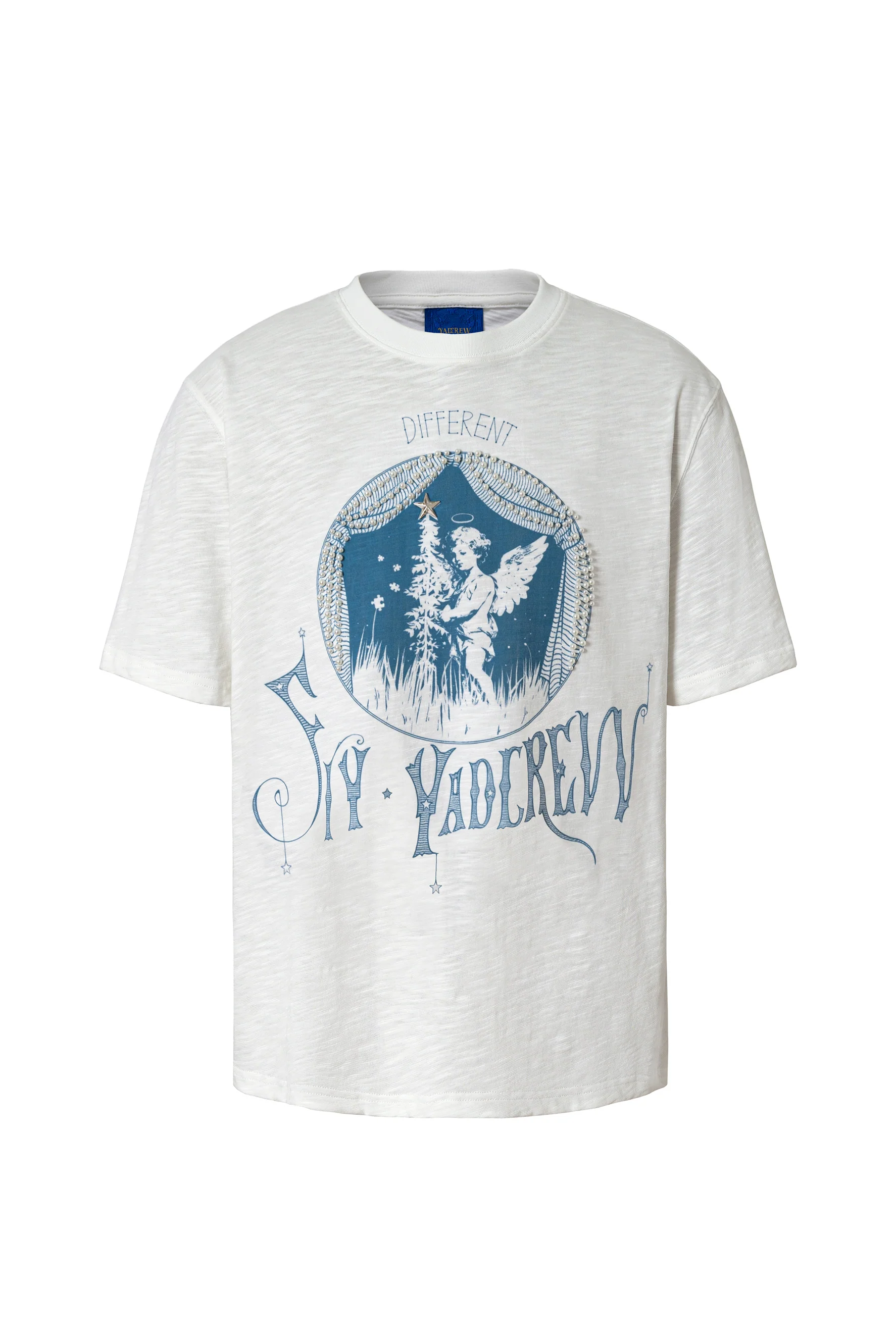 YADCREW ANGEL STUDDED PEARL T-SHIRT