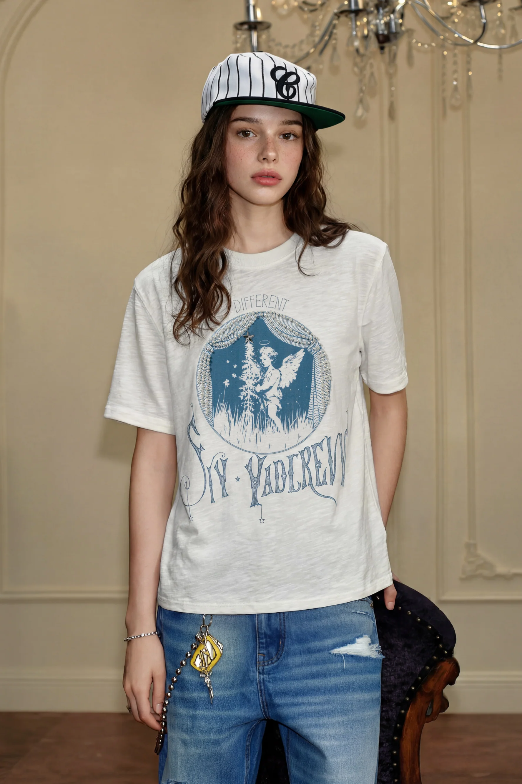 YADCREW ANGEL STUDDED PEARL T-SHIRT - Image 4