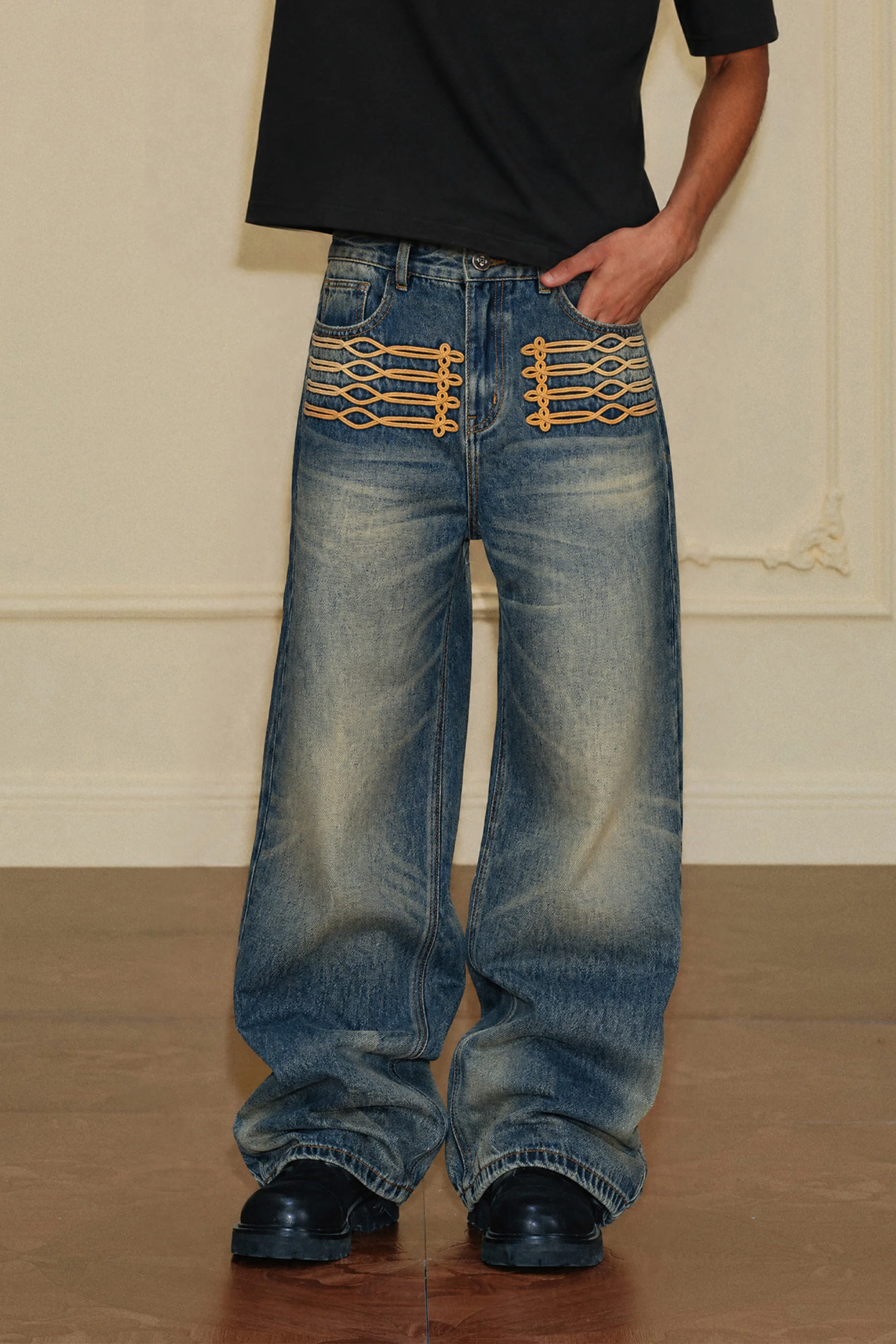 YADCREW COURT STYLE EMBROIDERY JEANS - Image 4