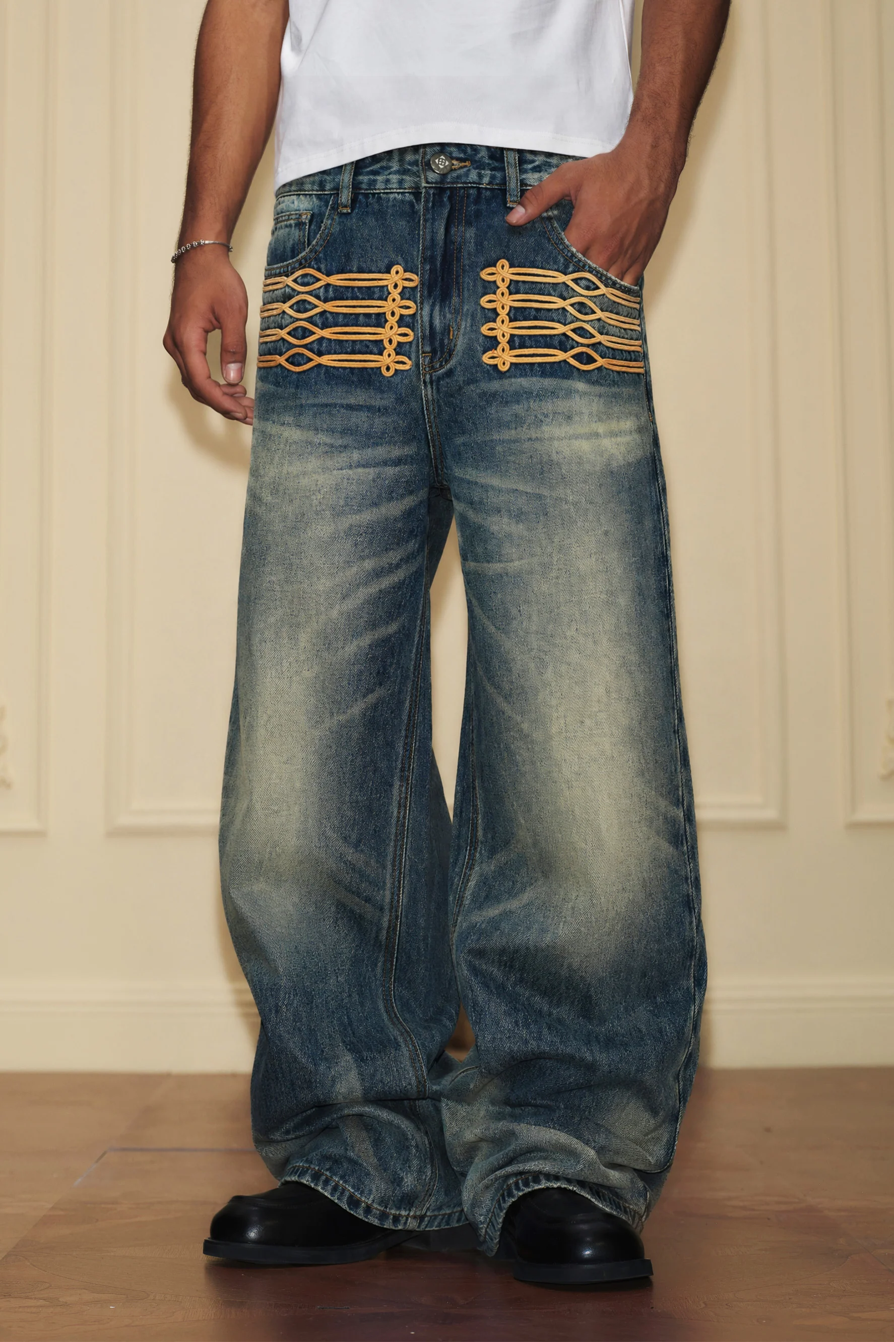 YADCREW COURT STYLE EMBROIDERY JEANS - Image 7