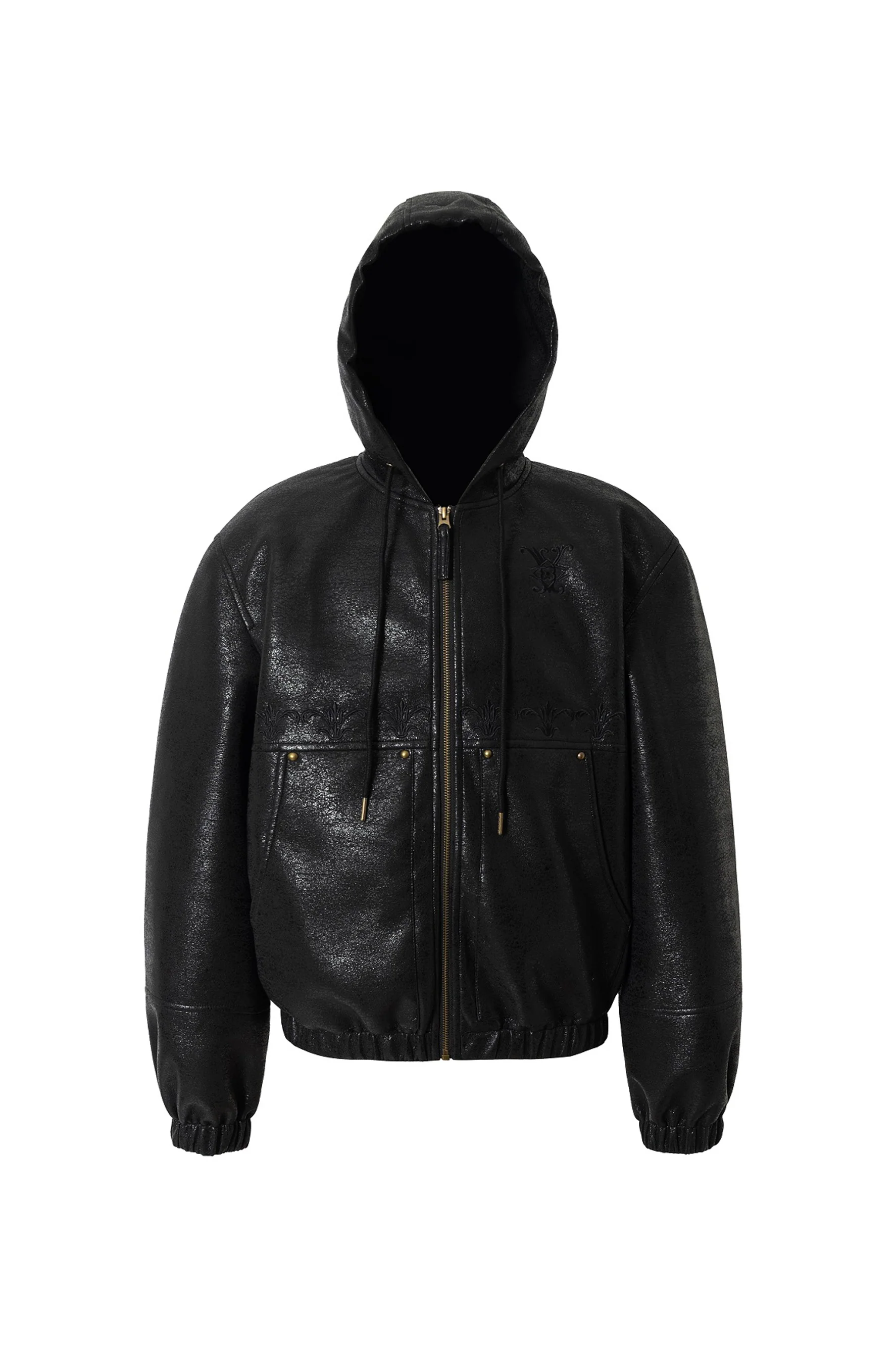 YADCREW GLITTER HOODED LEATHER JACKET - Image 4