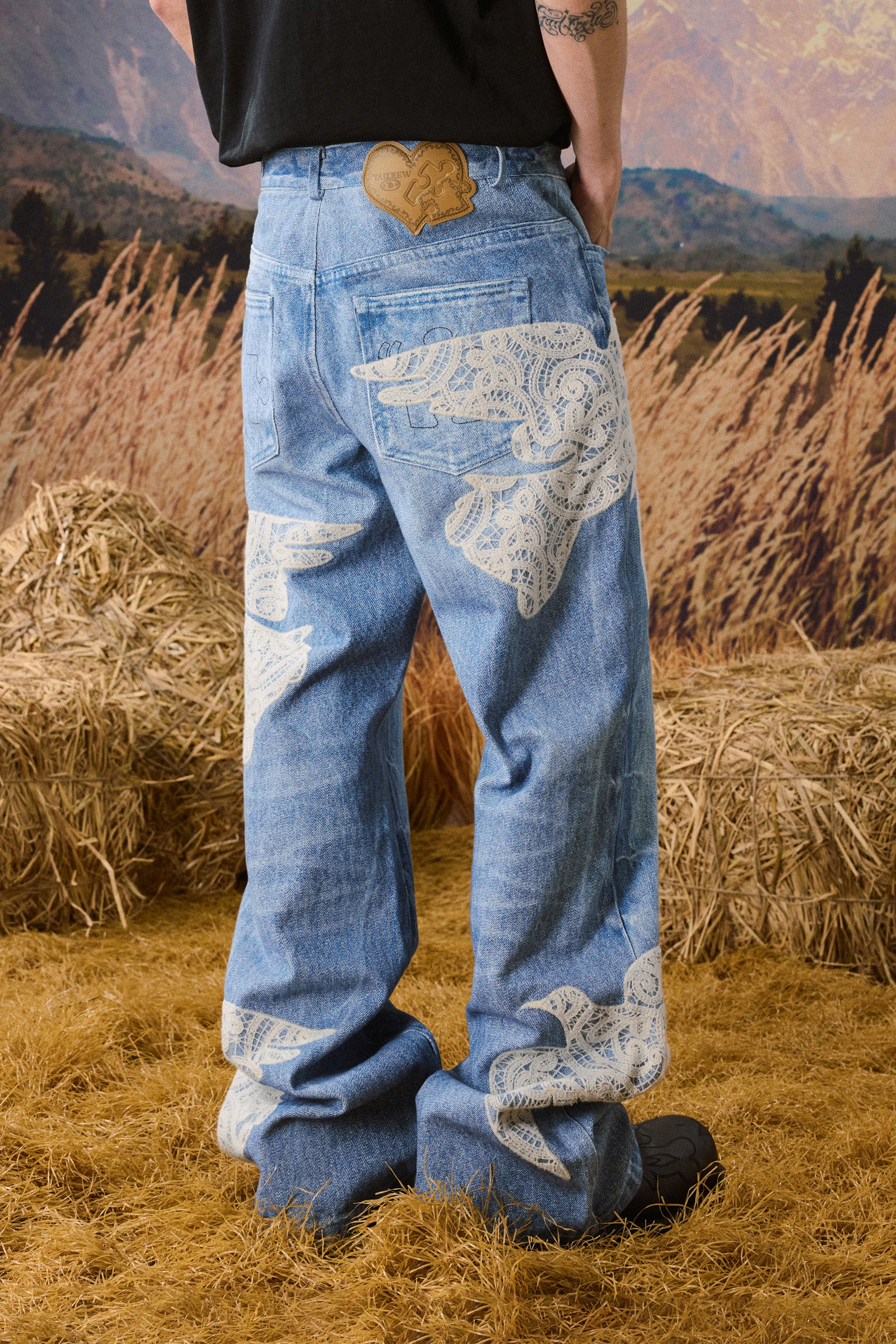 YADCREW LACE DOVE STICHING JEANS - Image 3