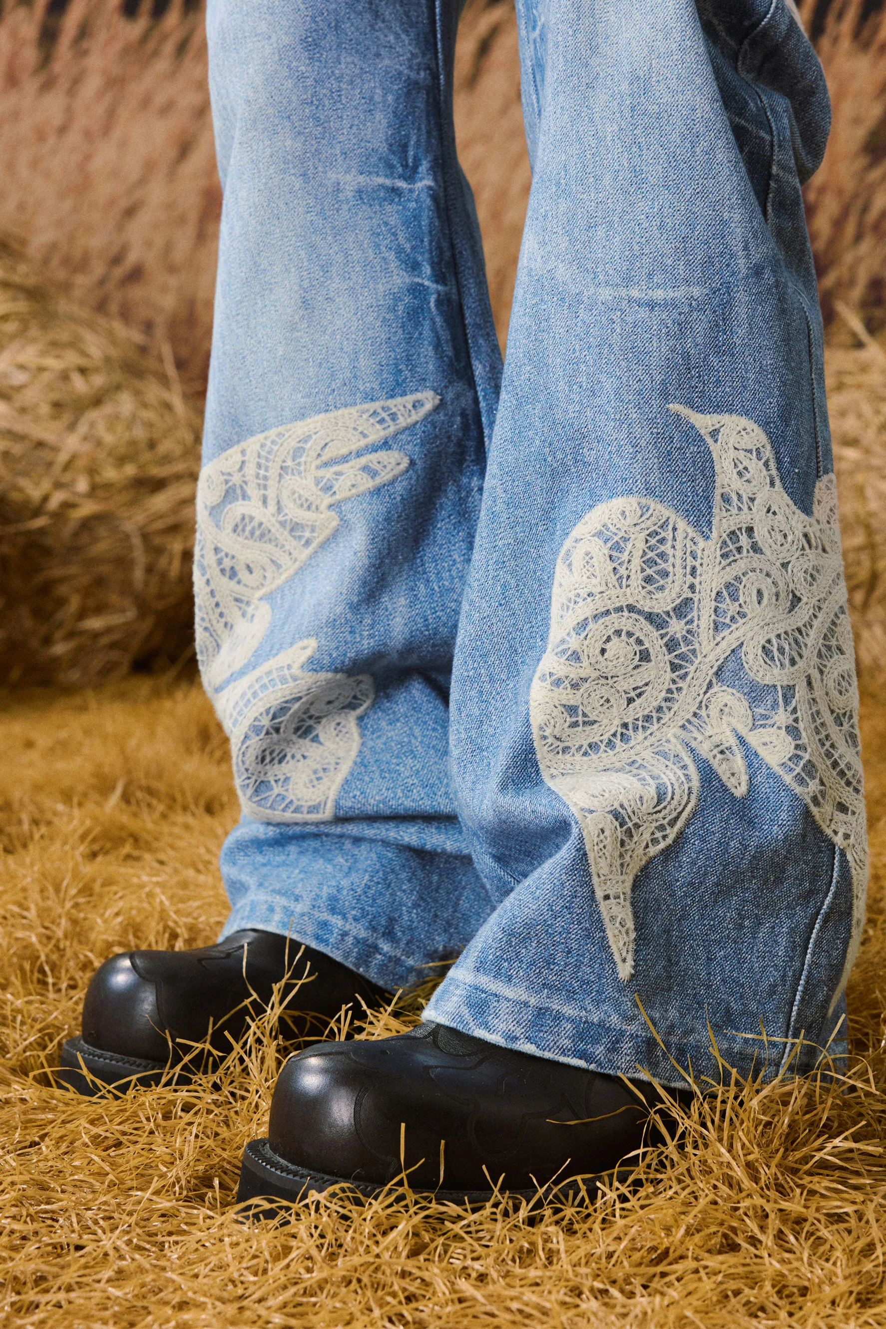 YADCREW LACE DOVE STICHING JEANS - Image 4