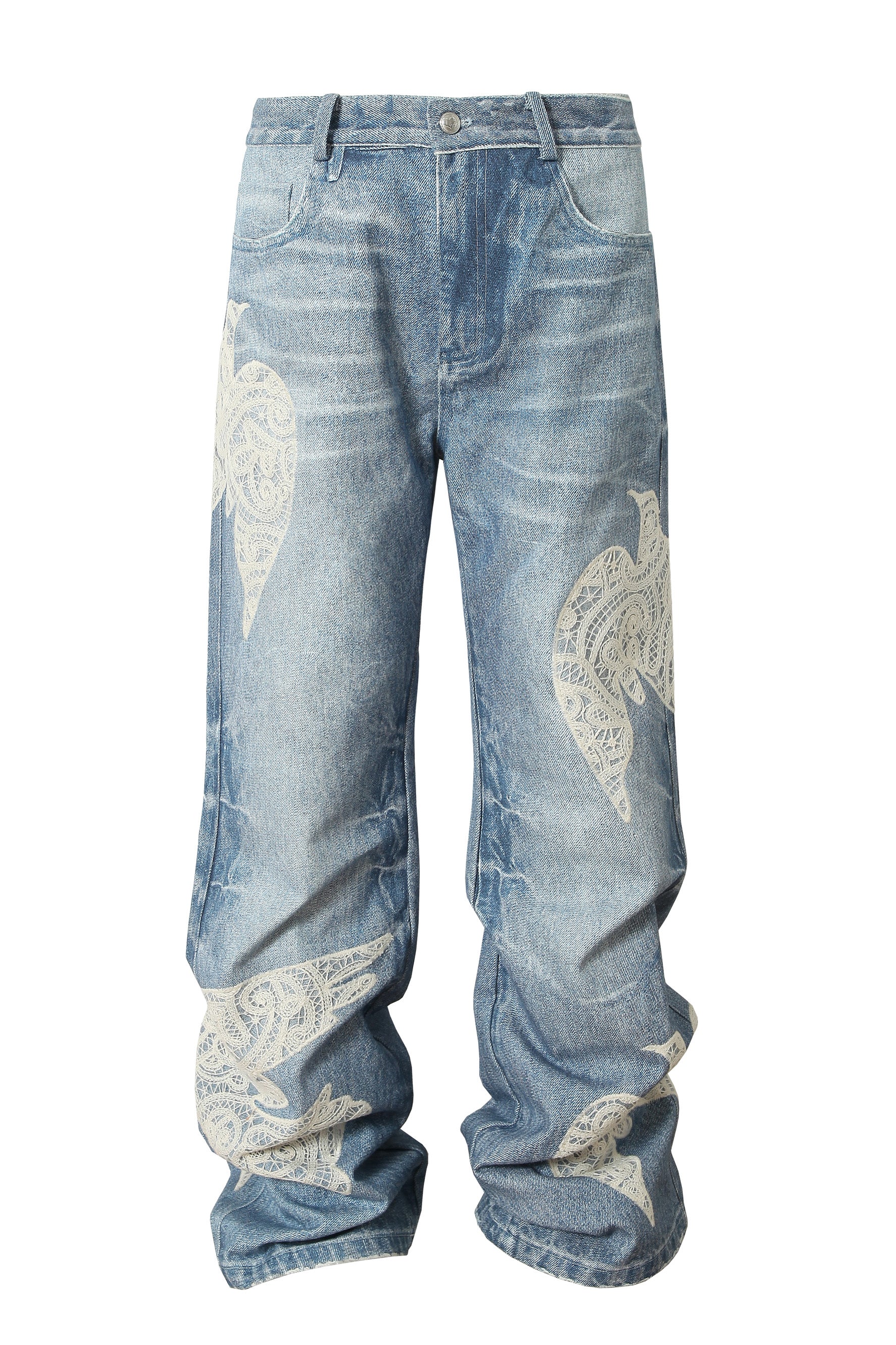 YADCREW LACE DOVE STICHING JEANS - Image 6