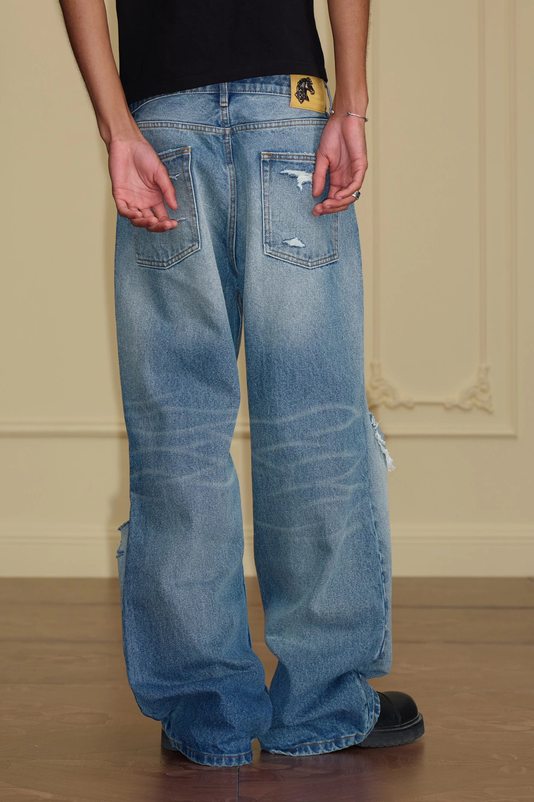 YADCREW RIPPED WIDE LEG JEANS - Image 5