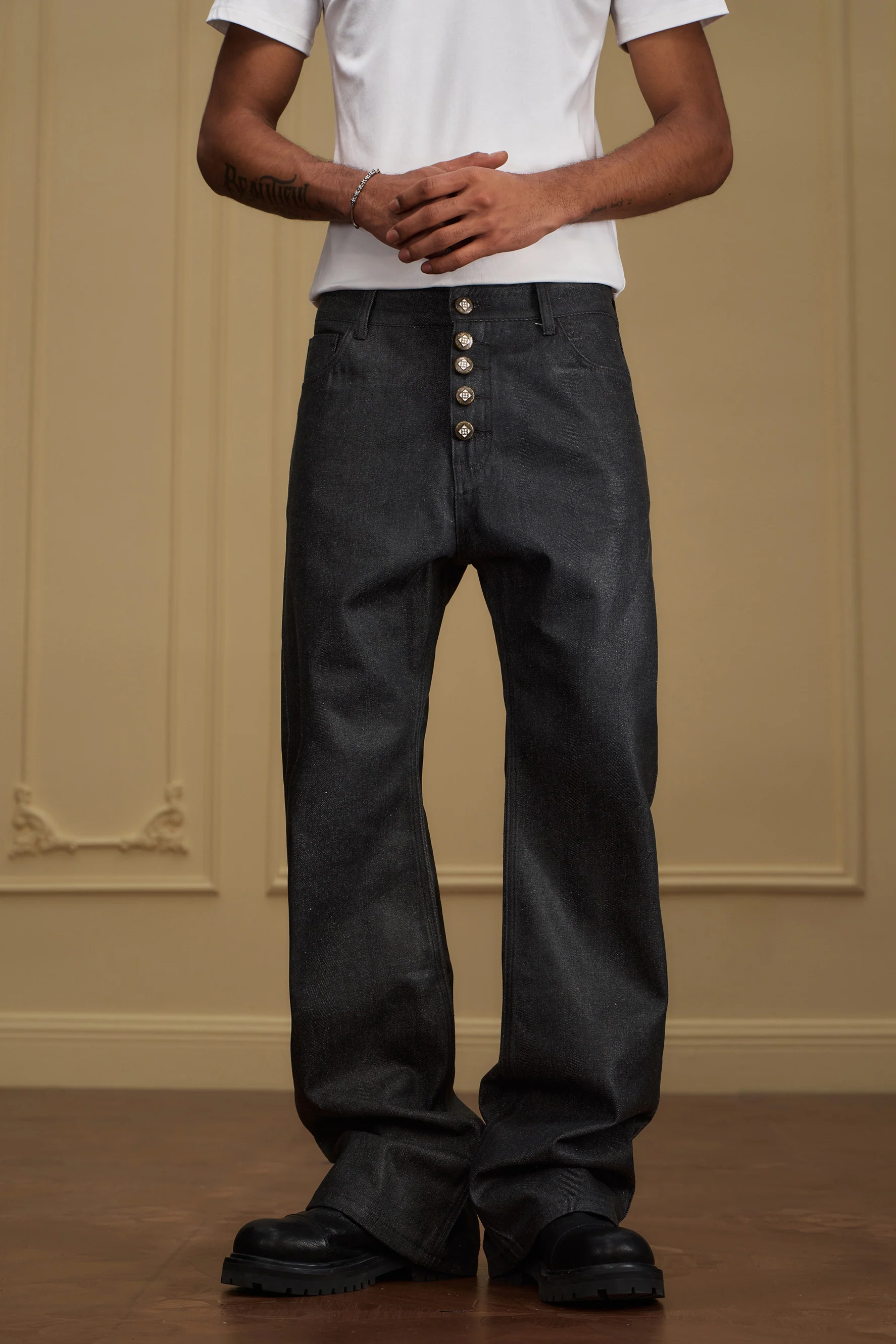 YADCREW WAXED BUTTON JEANS - Image 5